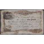 West Cornwall Bank, Redruth, for Carpenter, Pryce & Co., partly issued Â£1, 1 January 1810, s...