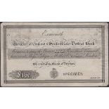 The West of England & South Wales District Bank, Exmouth, specimen/proof on paper for Â£5, 18...