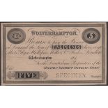 Bilston District Banking Company, Wolverhampton, proof on card for Â£5, 184-, no serial numbe...
