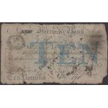 Hertford Bank, for Samuel Adams & Co., Â£10, 1 October 1850, serial number A648, Adams signat...