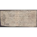 Wellington & Somerset Commercial Bank, for Thos Wood, John Carpenter & Son, Â£5, 14 July 1814...