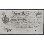Derby Bank, for Samuel Smith & Co, unissued Â£5, ND (1887-1902), no serial number or signatur...