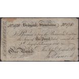 Bridgend, Stonehouse, for John Dimmock & Co., Â£1, 3 February 1825, serial number 178, signed...