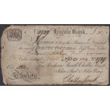 Lincoln Bank, for Abraham Sheath, Challis Sheath, John Steel & John Wray, Â£20, 28 April 1814...
