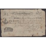 Bank of Elegance, for Myself & Co. (M. Carroll), a note promising to 'pay the bearer 5 Round...