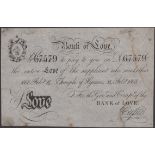 Bank of Love, denominated in Love, 14 February 1868, serial number L/Y 67579, signed by Cupi...