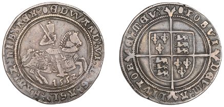 Edward VI (1547-1553), Third period, Fine issue, Halfcrown, 1552, mm. tun, galloping horse,...