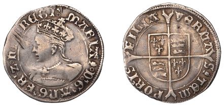 Mary (1553-1554), Groat, mm. pomegranate, reads fr and regi, 1.89g/4h (N 1960; S 2492). Near...