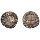 Henry VIII (1509-1547), Second coinage, Halfgroat, York, Abp Lee, mm. key, e l by shield, 1....