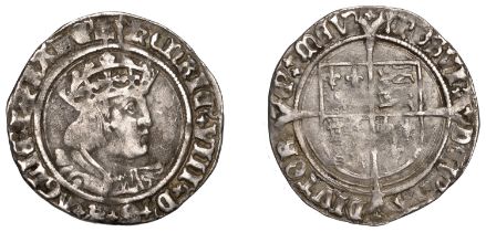 Henry VIII (1509-1547), Second coinage, Groat, Tower, mm. arrow, bust D, saltires in forks,...