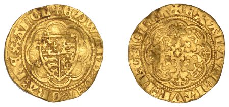 Edward III (1327-1377), Treaty period, Quarter-Noble, London, mm. cross potent, lis in centr...