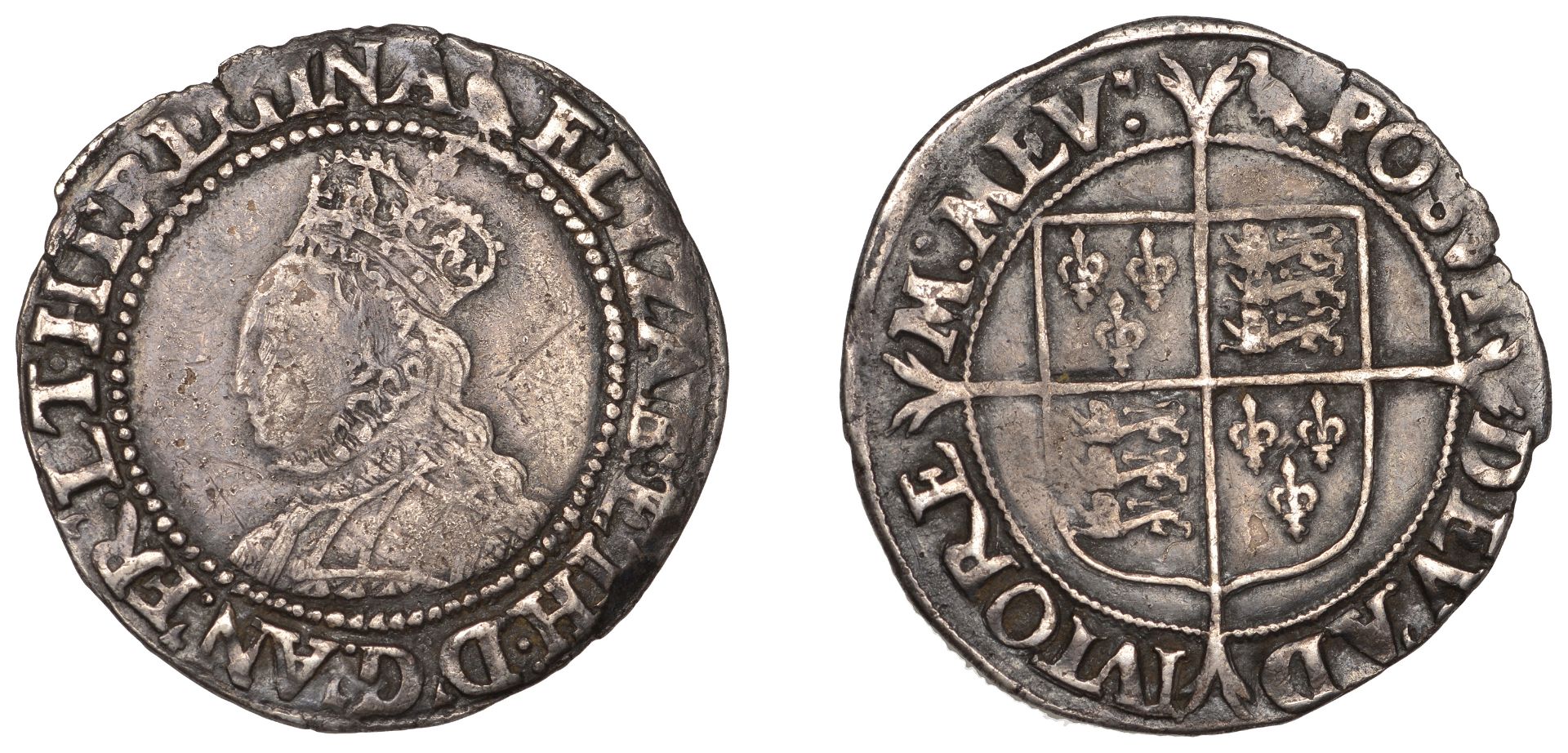 Elizabeth I (1558-1603), Second issue, Shilling, mm. martlet, bust 3C, 6.17g/11h (N 1985; S...
