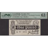 Treasury Series, John Bradbury, Â£1, 7 August 1914, serial number B/16 00224, in PMG holder 6...