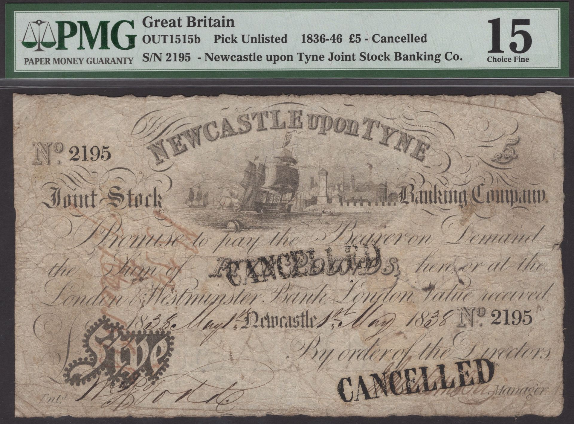 Tonbridge New Bank, for Thos, Mercer, Jn. Barlow & Co, Â£1, 24 April 1813, serial number 2174... - Bild 3 aus 4