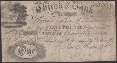 Thirsk New Bank, for Mowbray, Hollingsworth, Wetherall, Shields, Boulton & Co., Â£1, 22 April...