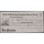 Sheffield Banking Company, Rotherham, for the Directors & Proprietors, proof Â£5, 18-, no ser...