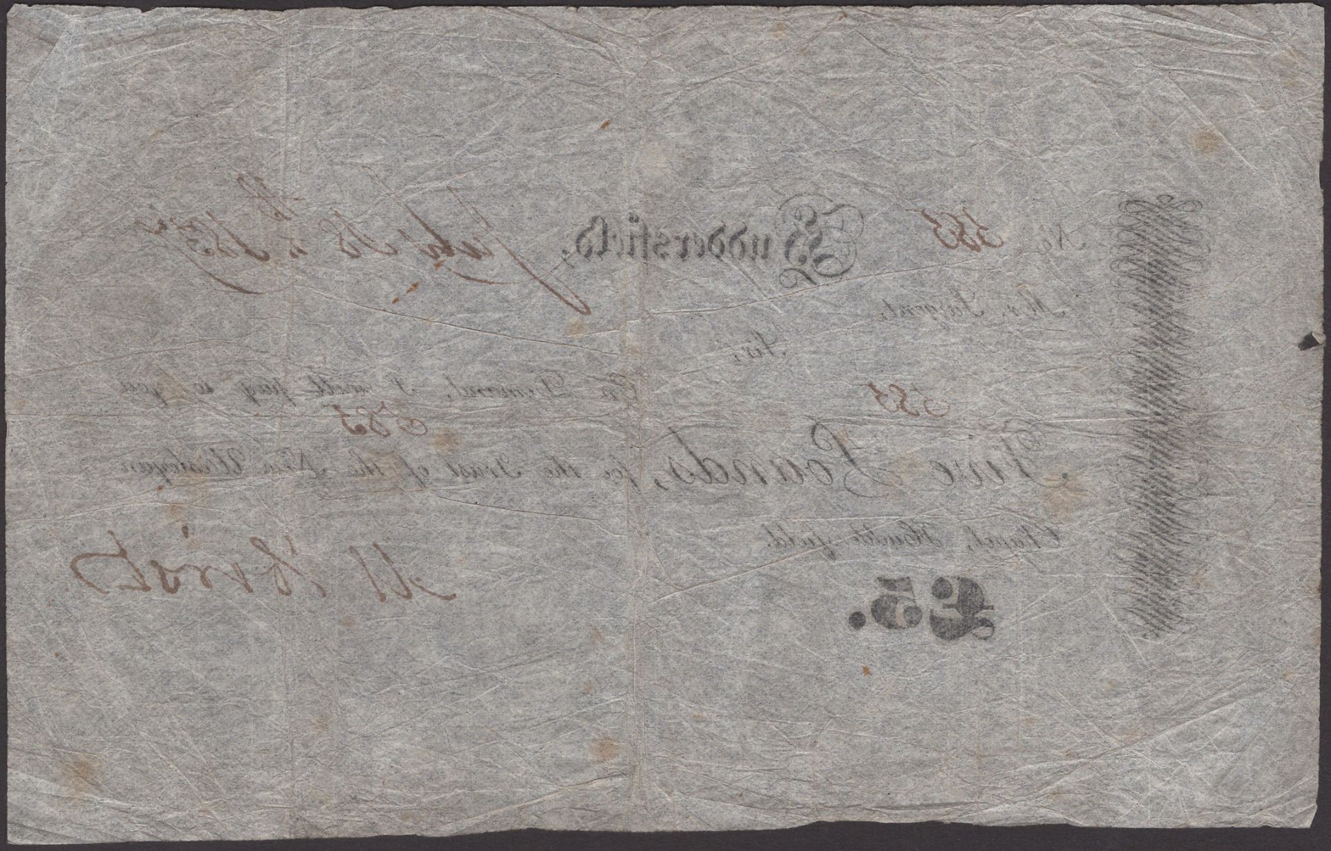 Huddersfield, for the Trust of the New Wesleyan Chapel., Â£5, 18 July 1837, serial number 585... - Bild 2 aus 2