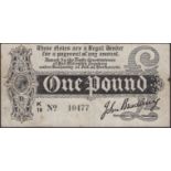 Treasury Series, John Bradbury, Â£1, 7 August 1914, serial number K/18 10477, a few spots and...