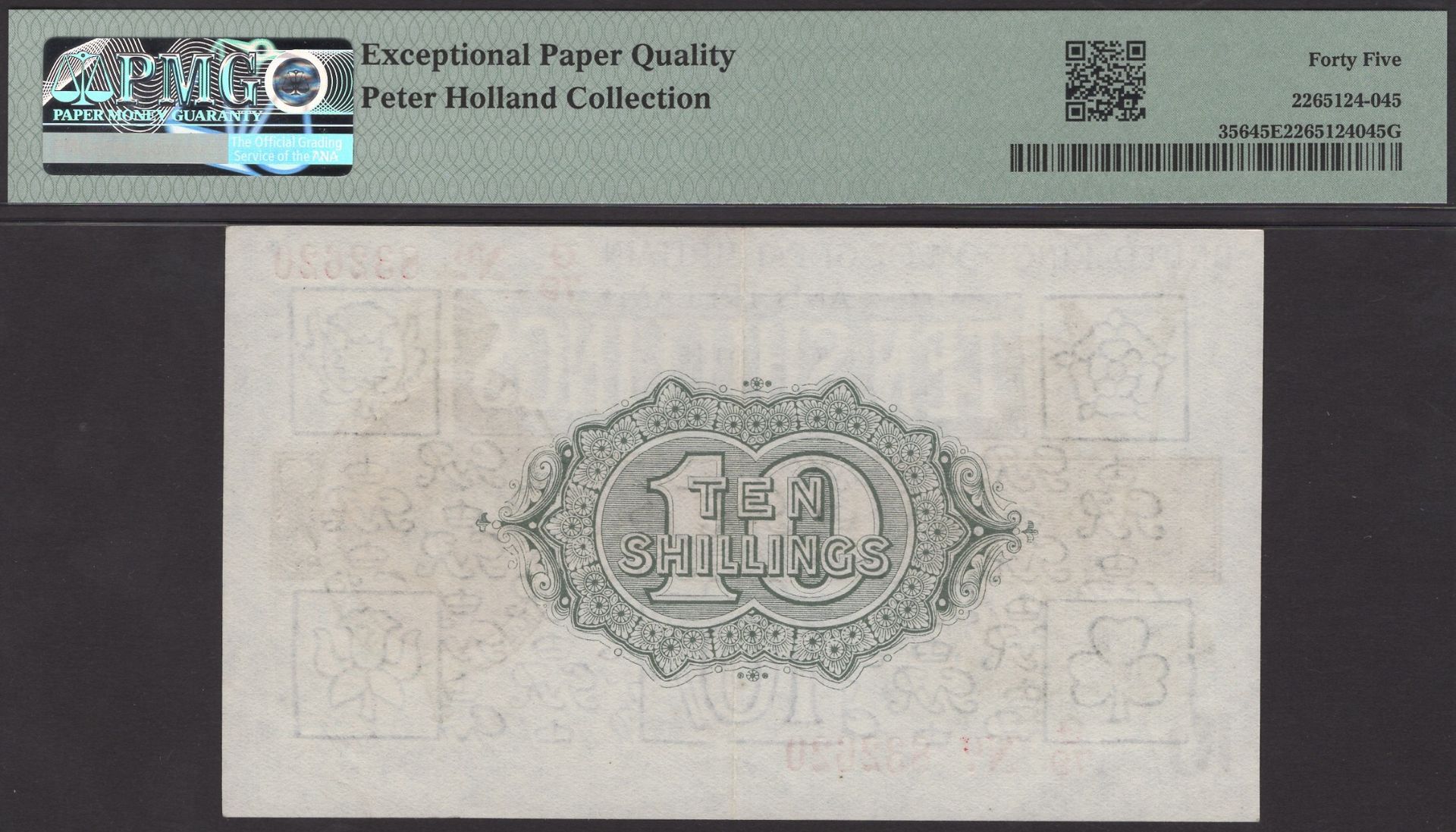 Treasury Series, Warren Fisher, 10 Shillings, 30 September 1919, serial number G/79 832620 (... - Bild 2 aus 2