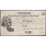 Yorkshire Agricultural & Commercial Banking Co., proof Â£10, Leeds, 18-, no serial number, bl...