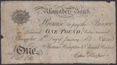 Rhayader Bank, for Thomas Hampton & Edward Hooper, Â£1, 10 January 1811, serial number a151,...