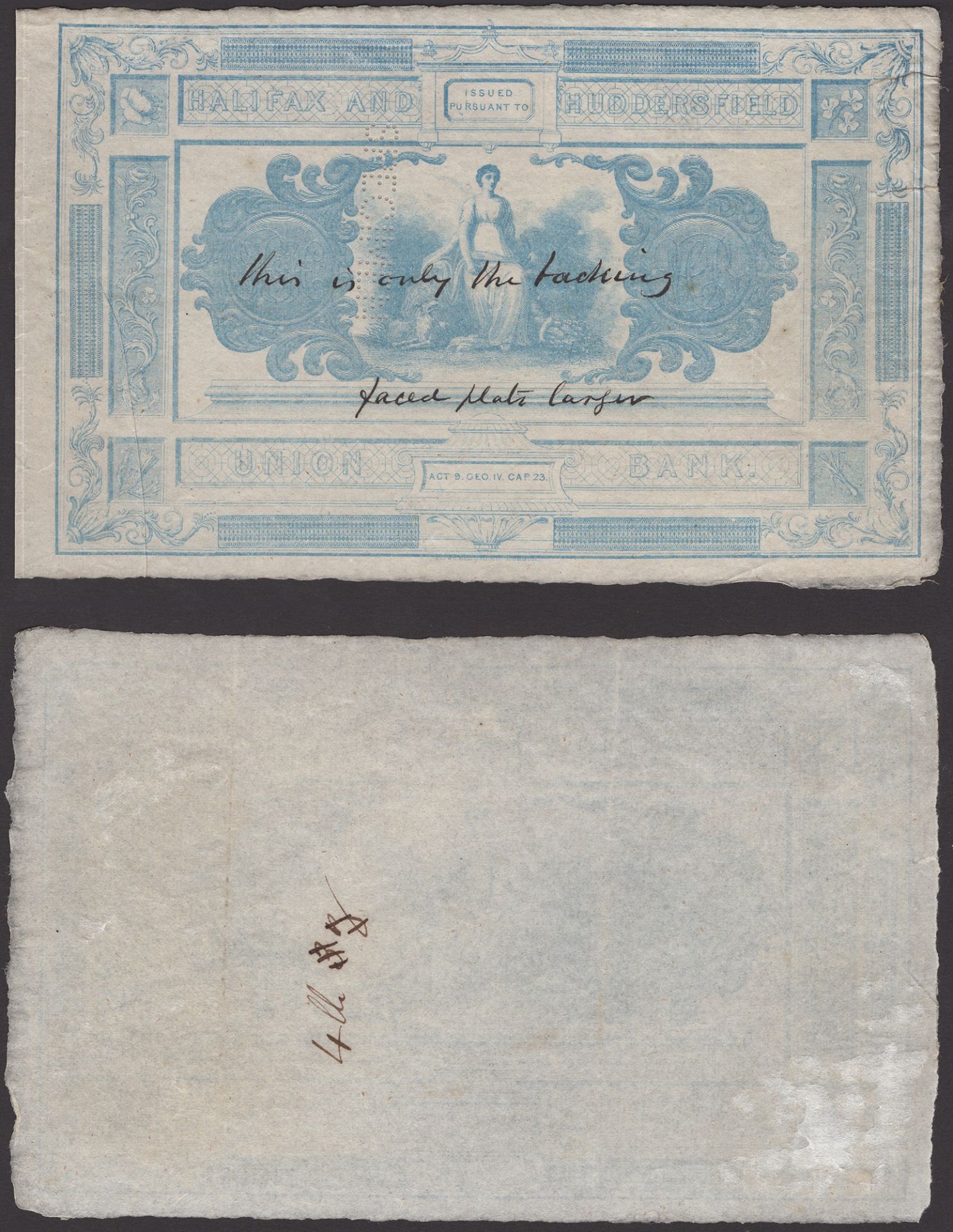 Halifax and Huddersfield Union Banking Co. Limited, reverse proofs for the Â£5, 18- (2), a ve... - Image 2 of 2