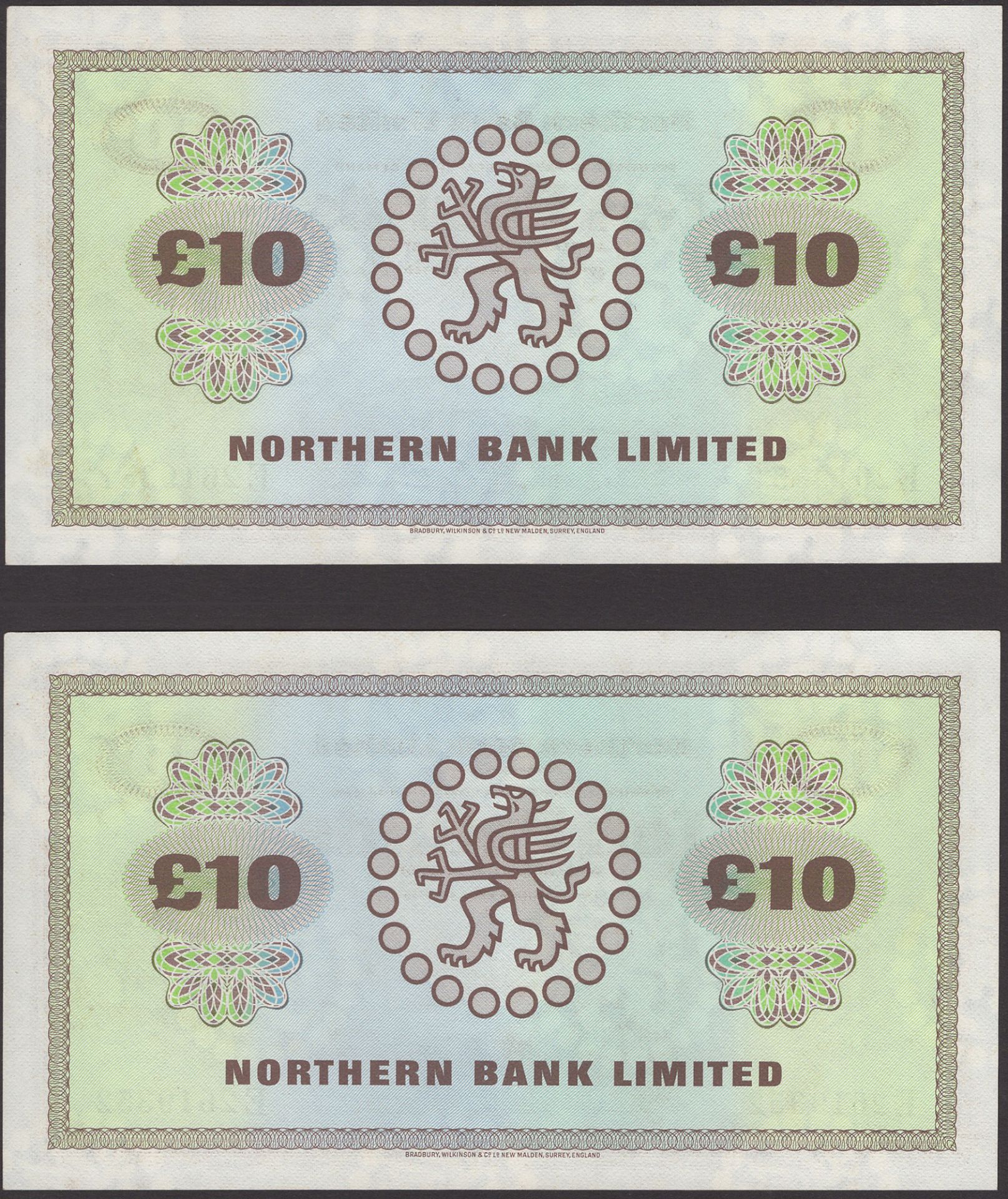 Northern Bank Limited, Â£10 (2), 1 April 1982, consecutive serial numbers E2619351-52, Erwin... - Image 2 of 2
