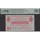 Treasury Series, John Bradbury, 10 Shillings, 21 January 1915, serial number D/37 85021, in...
