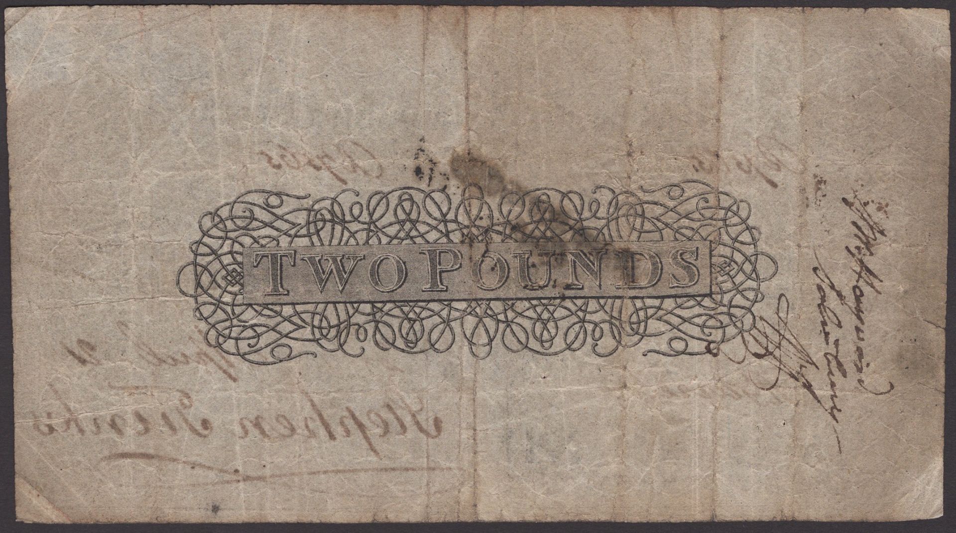 Ringwood & Hampshire Bank, for Stephen Tunks, Â£2, 2 April 1821, serial number R7565, Stephen... - Image 2 of 2