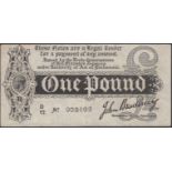 Treasury Series, John Bradbury, Â£1, 7 August 1914, serial number D/12 009809, pencil graffit...