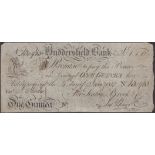 Huddersfield Bank, for Seaton, Brook & Co., 1 Guinea, 4 January 1810 serial number B0965, si...