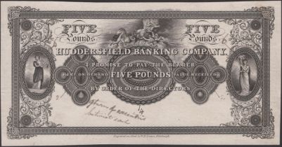 Huddersfield Banking Company, proof for Â£5, ND (ca 1980), printed on card, W. H. Lizars engr...