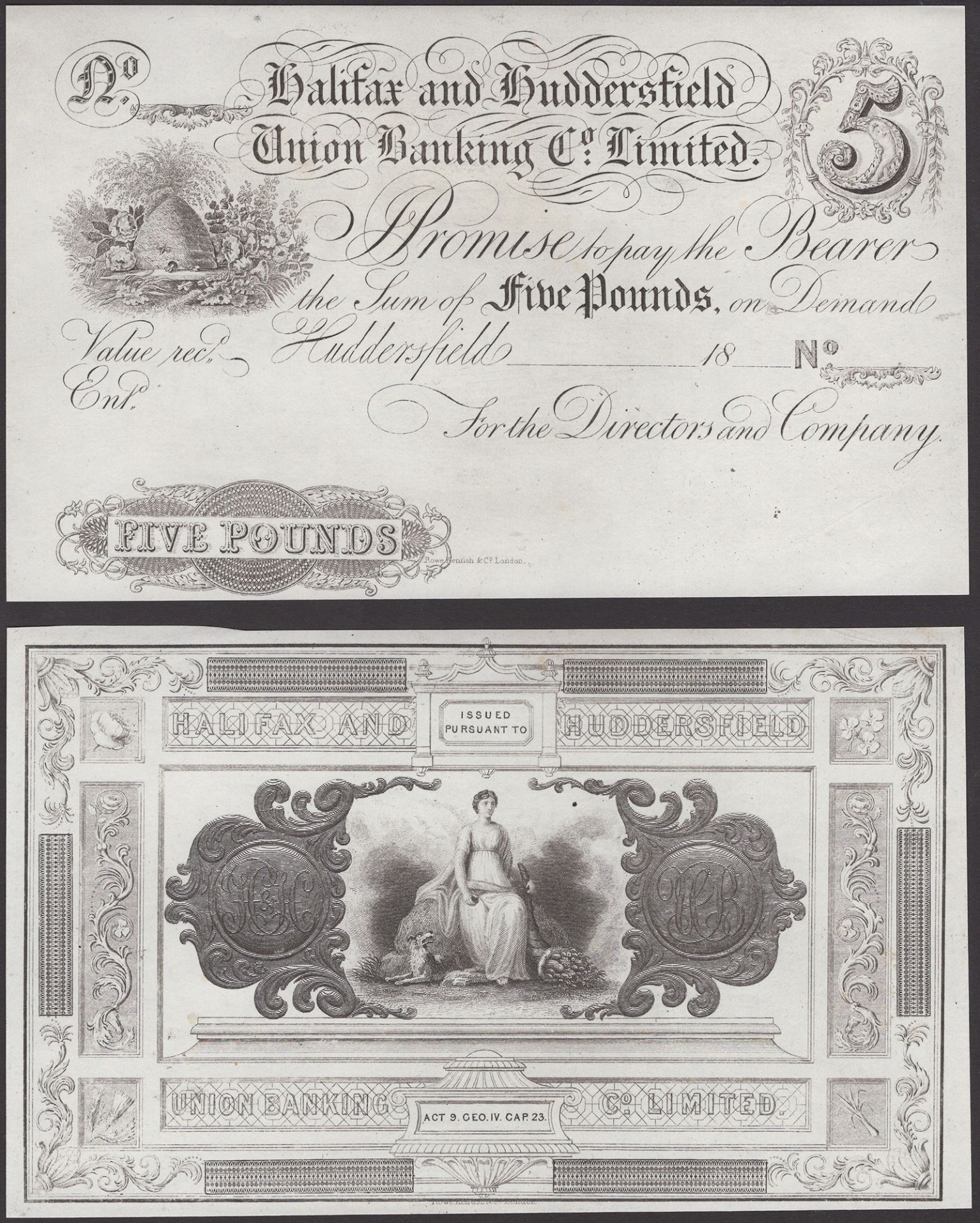 Halifax and Huddersfield Union Banking Co. Limited, for the Directors and Company, obverse a...