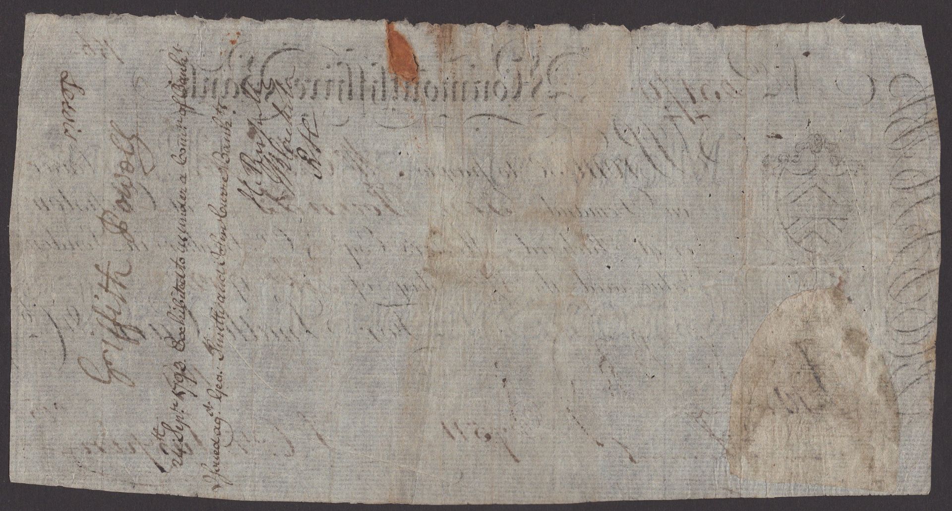 Monmouthshire Bank, for Smith, Currie & Co., Â£10, Chepstow, 17 February 1792, serial number... - Bild 2 aus 2