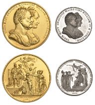 William IV, Coronation, 1831, medals (2), both by T.W. Ingram, in gilt bronze, 55mm, in whit...
