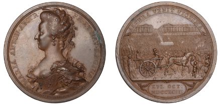 FRANCE, Execution of Marie Antoinette, 1793, a copper medal by C.H. KÃ¼chler, bust left, rev....