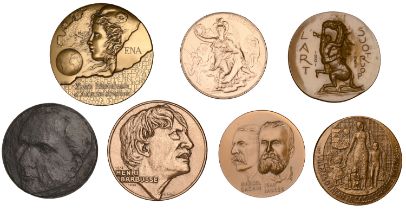 FRANCE, Henri Barbusse, 1969, a bronze medal by G. Simon, 77mm (CGMP pp.1731-2); Louis Arago...