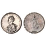 Union of England and Scotland, 1707, a silver medal by J. Croker, bust of Anne left, rev. st...
