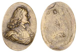 Charles I, a uniface cast oval light bronze plaque, unsigned [by J. O'Brisset?], c. 1720, dr...
