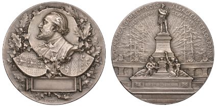 FRANCE, Homage to Gambetta, 1891, a silvered-bronze medal by A. Bartholdi for P. Tasset, sta...