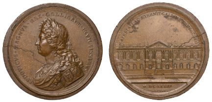 FRANCE, Louis XIV, 1673, a copper medal by M. Molart, laureate, armoured and draped bust lef...