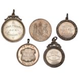 Irvine Academy, 1858, a silver award medal, unsigned, arms with supporters, rev. named (For...