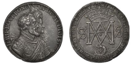 FRANCE, Henry IV & Marie de Medici, 1608, a lead medal by G. DuprÃ©, conjoined busts right, r...