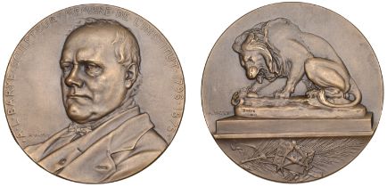 FRANCE, A.L. Barye, a bronze medal by A Patey, undated [c. 1894], bust left, rev. sculpture...