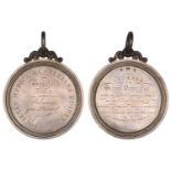 Hunterian Medical Society Edinburgh, 1838, an engraved silver award medal, unsigned (Sesssio...