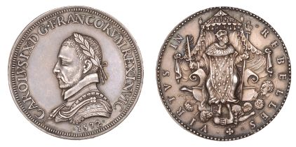 FRANCE, St Bartholomew's Day Massacre, 1572, a silver medal, unsigned [by G. Pilon & A. Oliv...