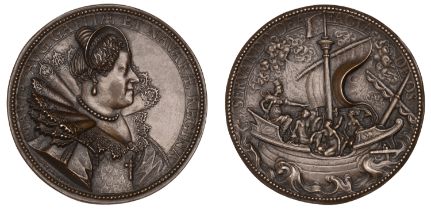 FRANCE, Marie de Medici, 1615, a cast bronze medal by G. DuprÃ©, bust right, rev. servando de...