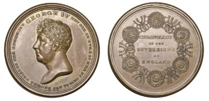 George IV, Accession, 1820, a copper box medal by J.G. Hancock, laureate bust left, rev. chr...