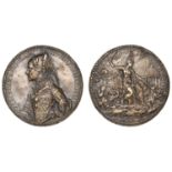 State of England, [1554], a cast bronze medal by J. da Trezzo, half-length bust of Mary left...