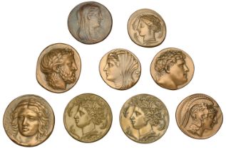 FRANCE, modern bronze medals (9), 1967-83, all in imitation of ancient Greek coins from Syra...